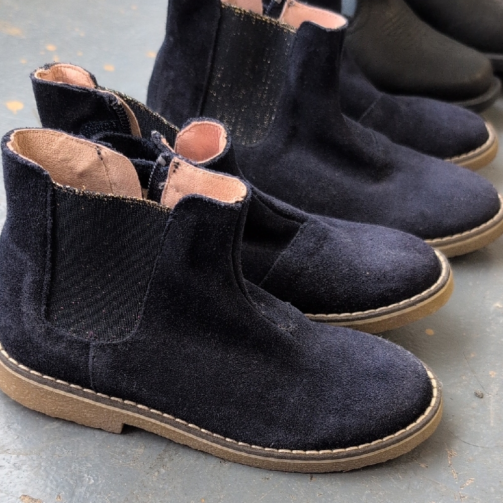 Jacadi Navy Suede Ankle Boots